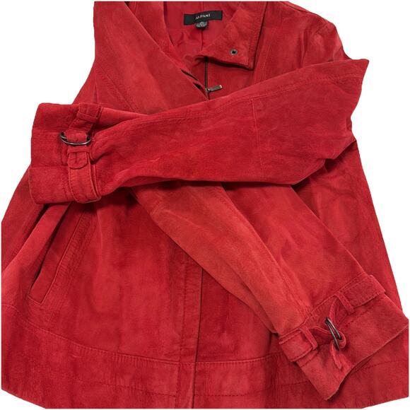 ALFANI Red Fine Genuine LEATHER JACKET SIZE XL WOMENS Zip Up Buckle Detail - Picture 7 of 7